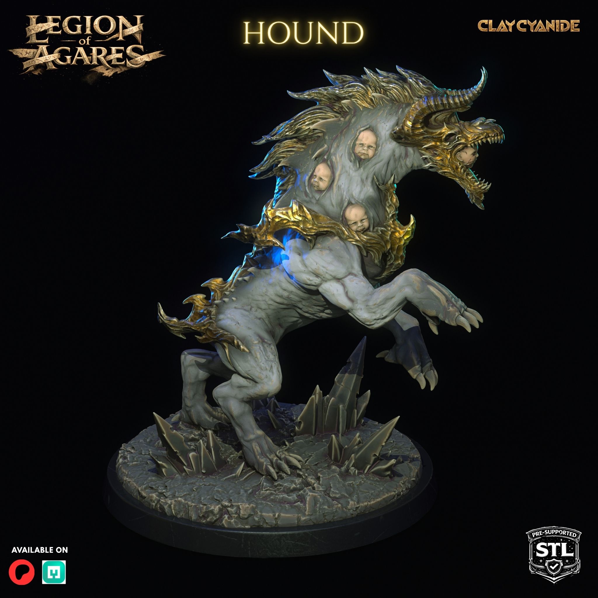 Agares Hound STL rear view — Clay Cyanide